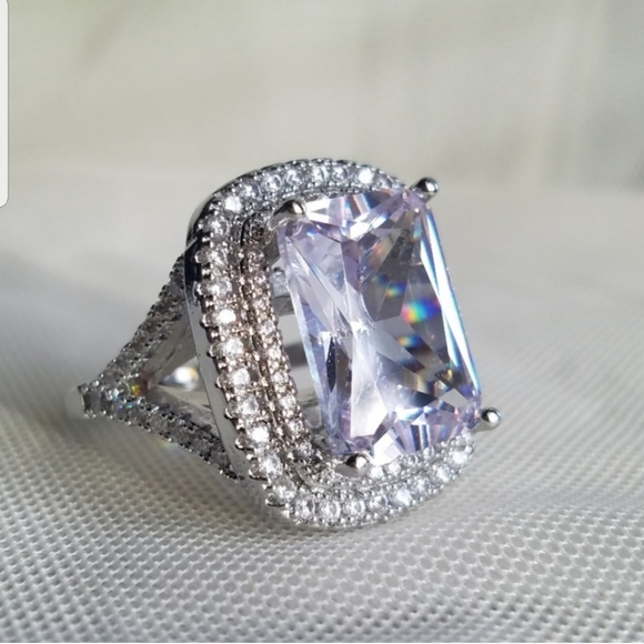 Swarovski Elements 925 Sterling Silver Huge Halo Solitaire Statement Ring NEW - Picture 9 of 17